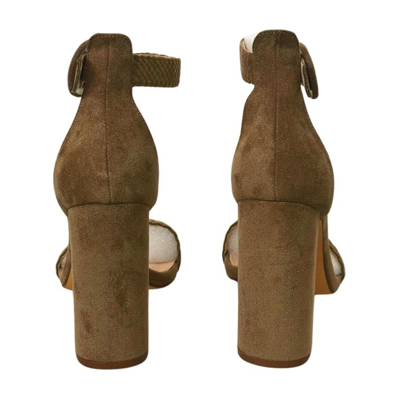 Suede Woven Ankle Strap High Heel Sandals. Size 10 - Picture 5 of 5